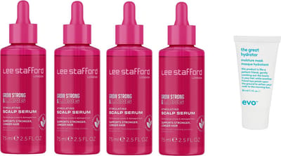4 x Lee Stafford - Grow Long & Strong - Scalp Scrub 100 ml + WILLEKEURIG Travel Size