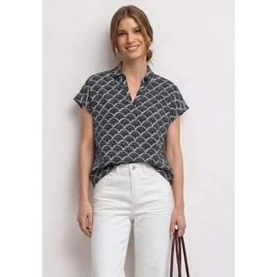 Blouseshirt met overhemdkraag en elastische zoom