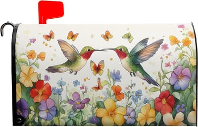 Brievenbus Cover - Brievenbushoes Post Wrap - Tuin Decoratie - Magnetische Bevestiging - 45x50 Inch - Bloemen Kolibrie
