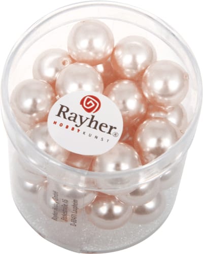 Rayher hobby glaskralen parels - roze / parelmoer - 70x stuks - 10 mm - DIY sieraden maken - Kralen rijgen
