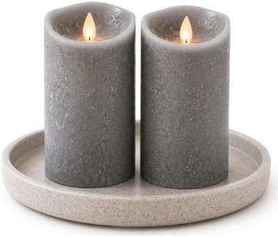 Anna's Collection Led kaars/stompkaars - 2x - grijs - H15 x D7,5 cm - wax - bewegende vlam