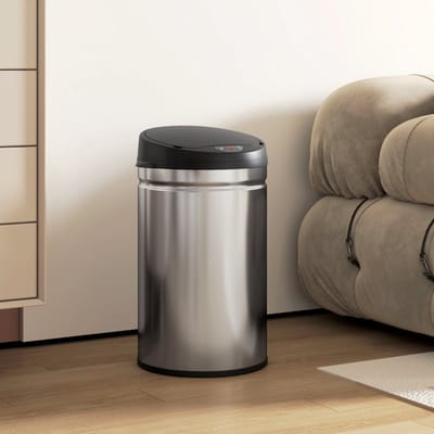 MODFU Sensor Prullenbak 30L – Contactloze Afvalbak met Soft-Close Deksel – Keuken, Badkamer of Kantoor – RVS Zilver – Modern
