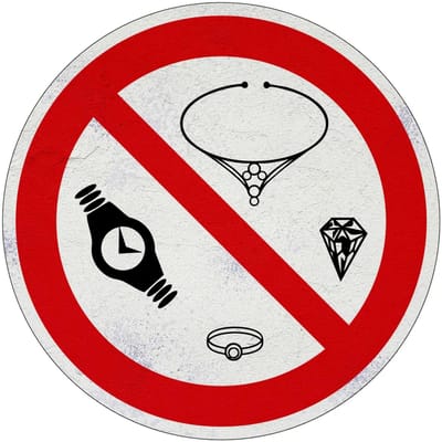 Geen sieraden verbodsbord | Sign Again materiaal | 10 cm