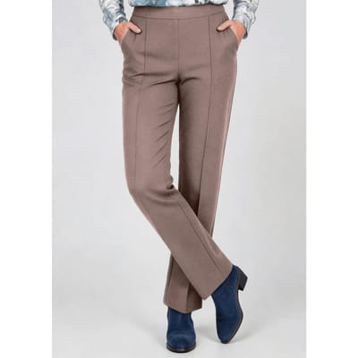 Broek CARLA van zacht jersey flanel - taupe - Gr. 40 van Goldner Fashion
