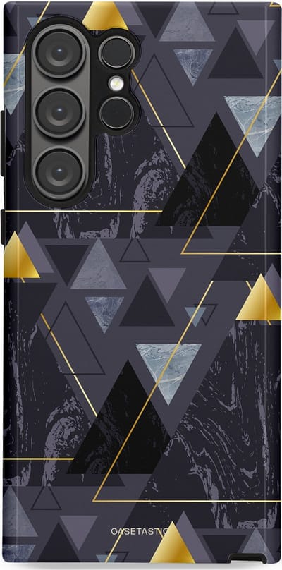 Casetastic hoesje geschikt voor Samsung Galaxy S23 Ultra - Dubbellaagse bescherming - Zwart Goudpatroon - Fashion Case - Donkergrijs Grijs