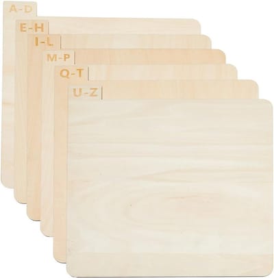 Houten Vinyl Platenverdelers Alfabet A-Z voor LP Album Opslag en Display