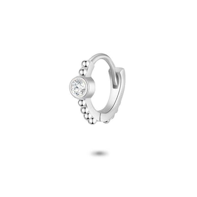 Twice As Nice Oorbel in zilver per stuk, oorring, bolletjes, wit zirkonia