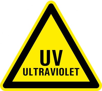 Waarschuwingssticker UV ultraviolet 25 mm - 10 stuks per kaart