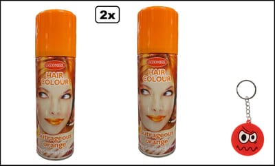 2x Haarverf/haarspray oranje 125 ml - Smiley - Koningsdag WK Festival thema feest carnaval haar kleurspray party