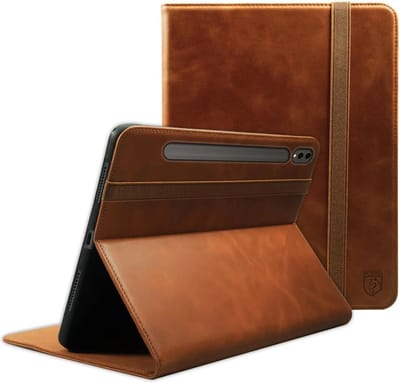 Rosso Deluxe Hoes Geschikt voor Samsung Galaxy Tab S10 Lite / S10 FE / S9 FE / S9 | Book Case Echt Leer | Sleep/Wake | Standaard | Penhouder | Beschermhoes Bruin