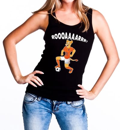 Nederland supporter tanktop / mouwloos shirt Leeuwin roooaaaarrr zwart dames - landen kleding S