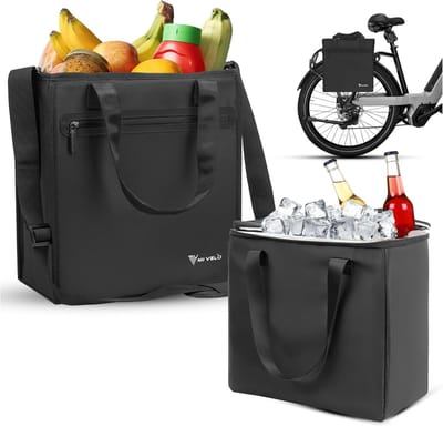 Fietstas Bagagedrager - Winkeltas Shopper - Boodschappen Vervoeren - Uitneembare Koeltas - 25 Liter - Zwart