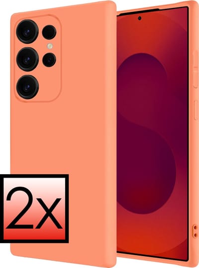 Hoesje - 2 Stuks - Geschikt voor Samsung Galaxy S25 Ultra - Sterk & Shockproof - Case Siliconen - Back Cover - Telefoon Hoes - Perzik