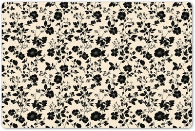 Placemats 45x30 cm - Placemat kunststof - 1 stuk - Bloemen - Dessin - Zwart - Borden onderleggers - Decoratie voor op tafel - Keuken tafeldecoratie accessoires - Vinyl onderlegger - Tafelversiering