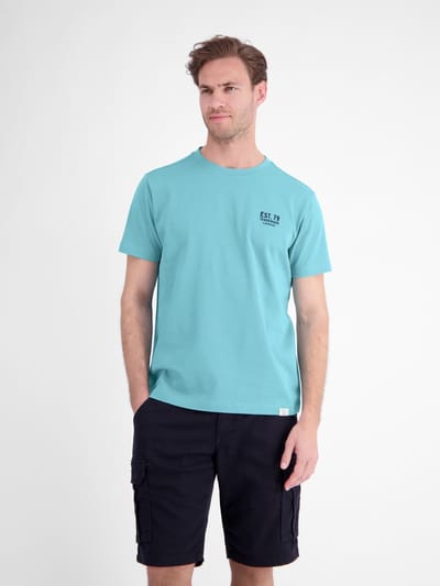 LERROS Katoenen T-shirt met comfortabele ronde hals en print , Maat: M , Kleur: REEF BLUE , 100% katoen
