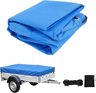 Premium aanhangerzeil, 140 x 115 cm (rand 10 cm), 600D Oxford-weefsel, blauw, extra scheurvast en waterdicht, plat zeil incl. expandertouw en versterkte hoeken, robuust dekzeil voor aanhangers van