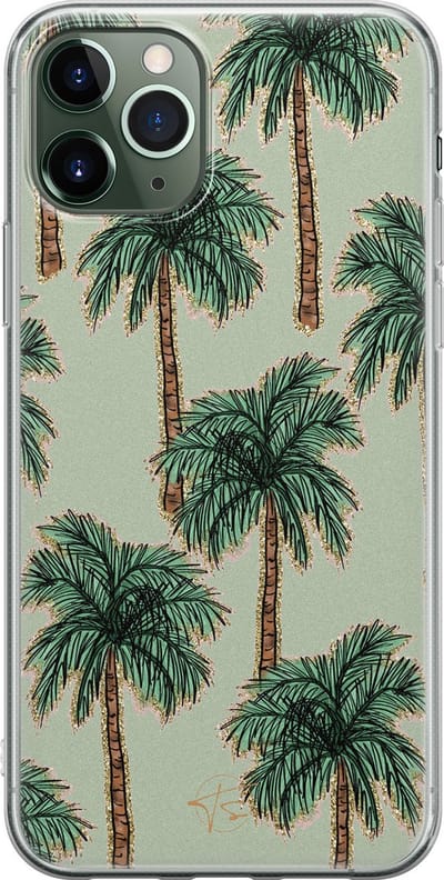 Hoesje geschikt voor iPhone 11 Pro - Palmbomen - Soft Case - TPU - Natuur - Groen - Mooie Telefoonhoesjes
