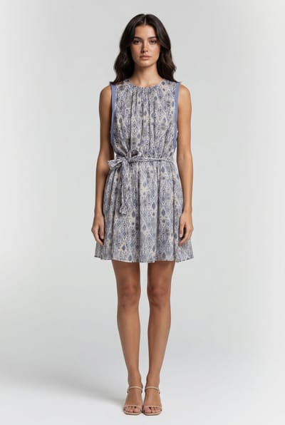 Reiss Printed Flippy Dress Pale Blue/ivory Size: 10 | Shirt Dresses Outlet | Dames | Blauw