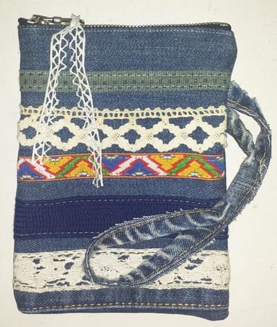 Toetie & Zo Handgemaakt Tasje Jeans, Telefoonhoesje, Portemonnee, OV hoesje, Pouch, Mapje, Beurs, Jeans, spijkerstof, denim