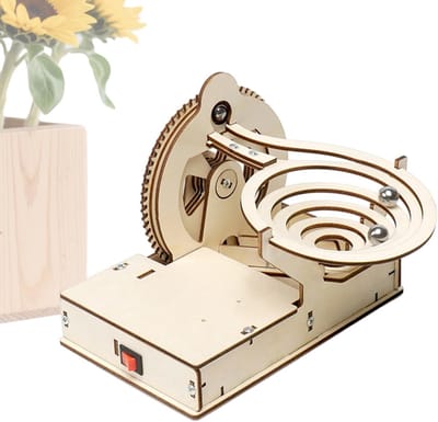Houten Knikkerbaan - Mechanisch Doolhof - STEM Leren - Modulair Baansysteem - 15x95x12cm - Houtkleur