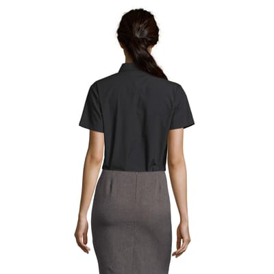 SOLS Dames/Dames Escape Poplin Business Shirt met korte mouwen (Zwart)