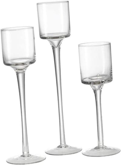 Glazen Kaarshouder Set - Cilinder Vazen - Sfeer Creëren - Drielaags Formaat - Tot 26cm Hoog - Transparant