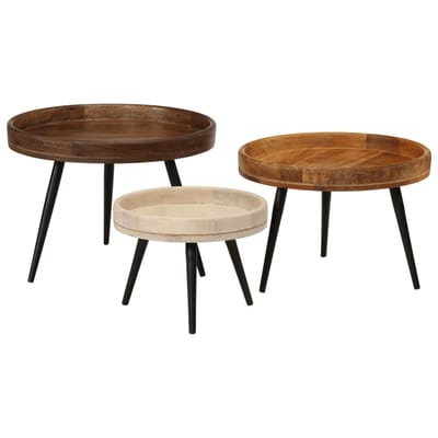 vidaXL - Salontafels - 3 - st - rond - massief - mangohout