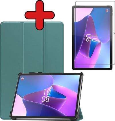 Hoesje - Geschikt voor Lenovo Tab P11 Pro - Dun & Stevig - Trifold Bookcase Hoes - Hard Cover Case - Met Uitsparing Geschikt voor Lenovo Pen - Hardcover Book - Tablethoes - Donkergroen