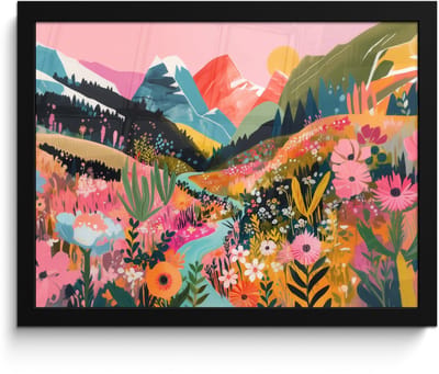 Poster in lijst - Fotolijst 40x30 cm - Posters - Rivier - Diepte - Bloemen - Posterlijst zwart - Decoratie - Wanddecoratie woonkamer - Muurdecoratie slaapkamer
