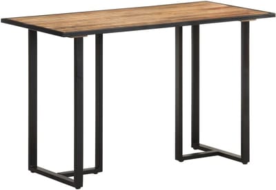 Eettafel Mangohout - Keukentafel Bartafel - Eten Werken Ontspannen - Industriële Stijl Uniek - 120 cm Lengte - Natuurlijk Bruin