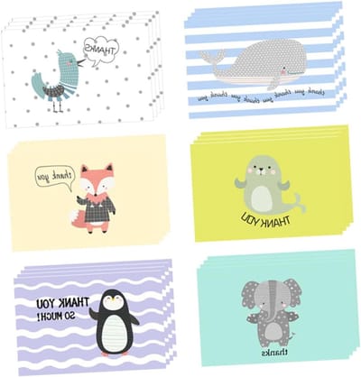 Bedankkaartjes Set - Wenskaarten Cartoon - Groeiten Uiten - Met Enveloppen - 24 Stuks - Assorti