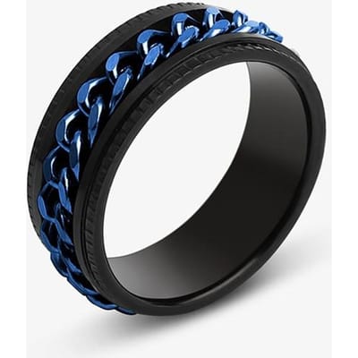 Fidget Spinner Mannen Ringen Angst Roterende Roestvrij Staal Ketting Multifunctioneel Anti Stress Ring Accessoires Mannen Ringen 6 black
