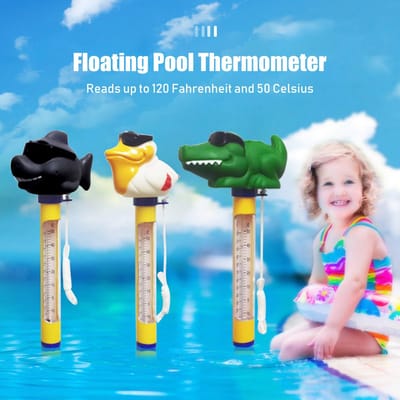 Drijvende Zwembadthermometer Cartoon Dierenvorm Watertemperatuur Thermometers met Touw voor Buiten Binnen Zwemmen H45345-1 white