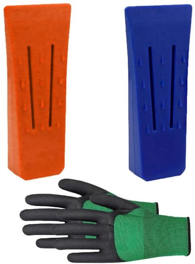 Allecto Plus - Valwig Kunststof 2 Stuks voor Bomen - Boswiggen Boomwiggen - Houthakkersaccessoires Gereedschap - Valwig Met Handschoenen - ABS Slagvast - Blauw