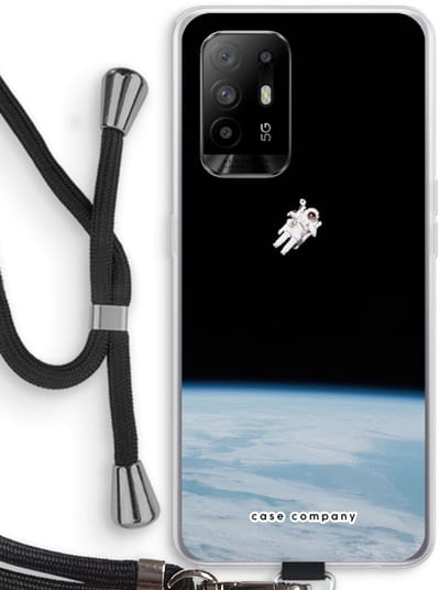 Case Company® - Hoesje met koord geschikt voor Oppo A94 5G hoesje met Koord - Alone in Space - Telefoonhoesje met Zwart Koord - Bescherming aan alle Kanten en Over de Schermrand