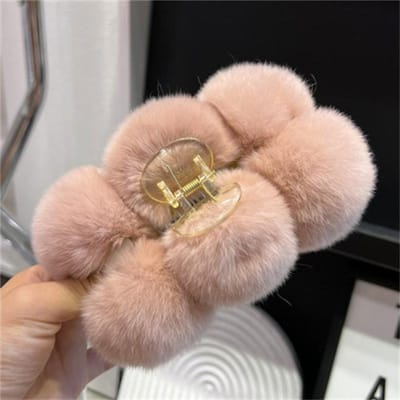 Nepbont Haarklem Oversized Haaienklem Haakbal Oversized Haar Klem Klem Klem Haaraccessoires Voor Vrouwen Vrouwen Winter roze