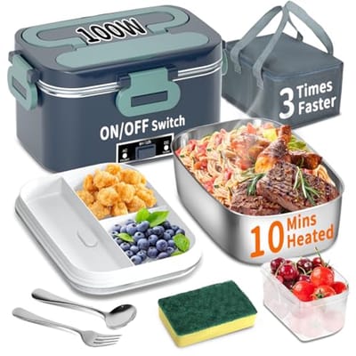 Draagbare 3-in-1 elektrische verwarmde lunchbox voor auto, vrachtwagen en kantoor