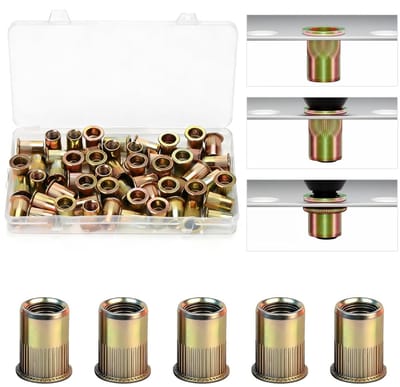 Set van 55 M10 Gegalvaniseerde Rivet Nuts, Draadmoeren voor Metalen Platen, Buizen en Elektrische Apparaten, Geschikt voor Diverse Toepassingen