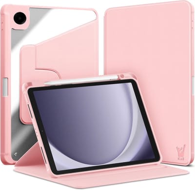 Hoes geschikt voor Samsung Galaxy Tab A9 / Tab A11 - Book Case Premium Sleep Cover Kunstleer 360 Graden Draaibaar met Auto/Wake Functie en Pencilhouder - Roze