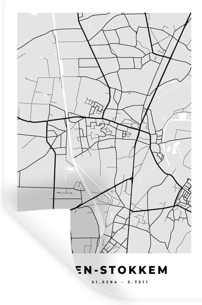Muurstickers - Sticker Folie - Zwart Wit – België – Plattegrond – Stadskaart – Kaart – Dilsen Stokkem - 20x30 cm - Plakfolie - Muurstickers Kinderkamer - Zelfklevend Behang - Zelfklevend behangpapier - Stickerfolie