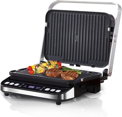 Elektrische Contactgrill - Sandwichmaker Wafelijzer - Snel Grillen - 6 Automatische Programma's - 33.8 x 35.5 x 16.5 cm - Groen