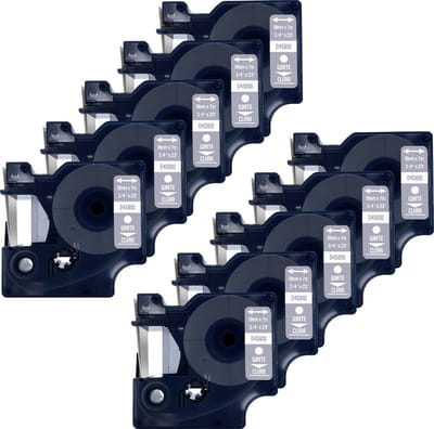 DULA Dymo D1 45810 - S0720900 - Compatible label tape - 10 lettertapes - Wit op transparant - 19mm x 7m