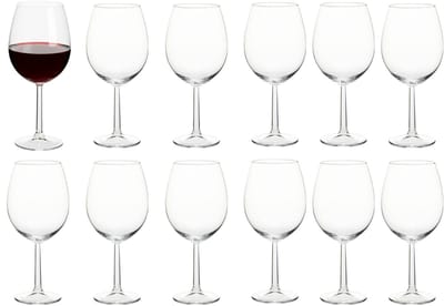 Excellent Houseware Wijnglazen - 12x stuks - 580ml - glas - transparant - rode wijnglazen