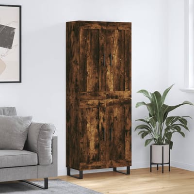 vidaXL - Hoge - kast - 69,5x34x180 - cm - bewerkt - hout - gerookt - eikenkleurig