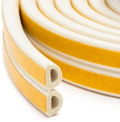 Zelfklevende Deur- En Raamafdichting Tochtstrip Op Rol – D-Profiel – Wit – 6 Meter (2 × 3 m) – Voor Kieren Van 2–6 mm – EPDM Rubber – Isolerend, Weer- En UV-Bestendig – Voor Deur En Raam [11599WH]