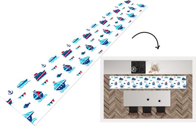 Keukenloper - Loper keuken - Boot - Blauw - Rood - Jongen - Patroon - 300x50 cm - Keukenloper vinyl