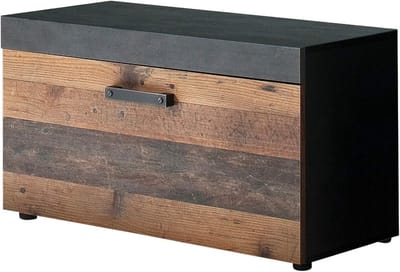 Garderobebank met Opbergruimte in Grafietgrijs en Old Wood Stijl