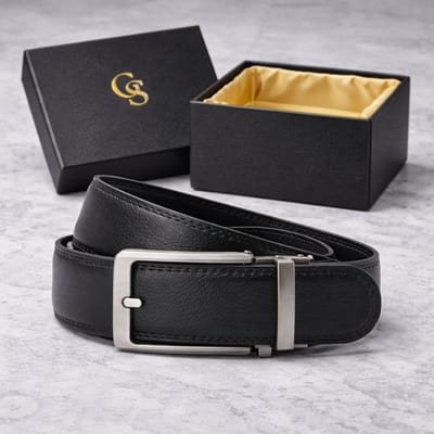 GoldStandard - Riem Heren Automatische Gesp - Ceintuur Heren - Riem Zonder Gaatjes - Echt Volnerf Leer - Perfecte Pasvorm - 120 cm - Zwart