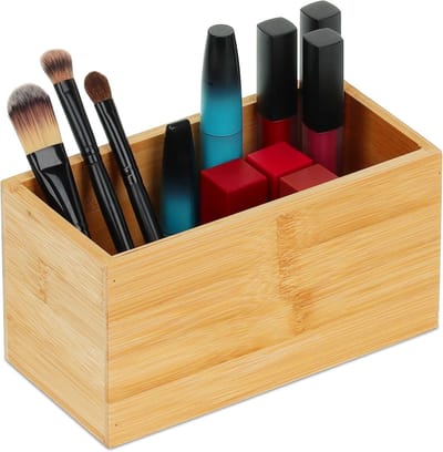 Famanu – Smal bamboe opbergbakje – 9,5x18x9 cm – make-up/bureau/keuken/badkamer organizer