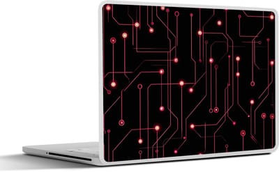 Laptop sticker - 13.3 inch - Gaming - Lijnen - Netwerk - Stippen - Rood - 31x22,5cm - Laptopstickers - Laptop skin - Cover